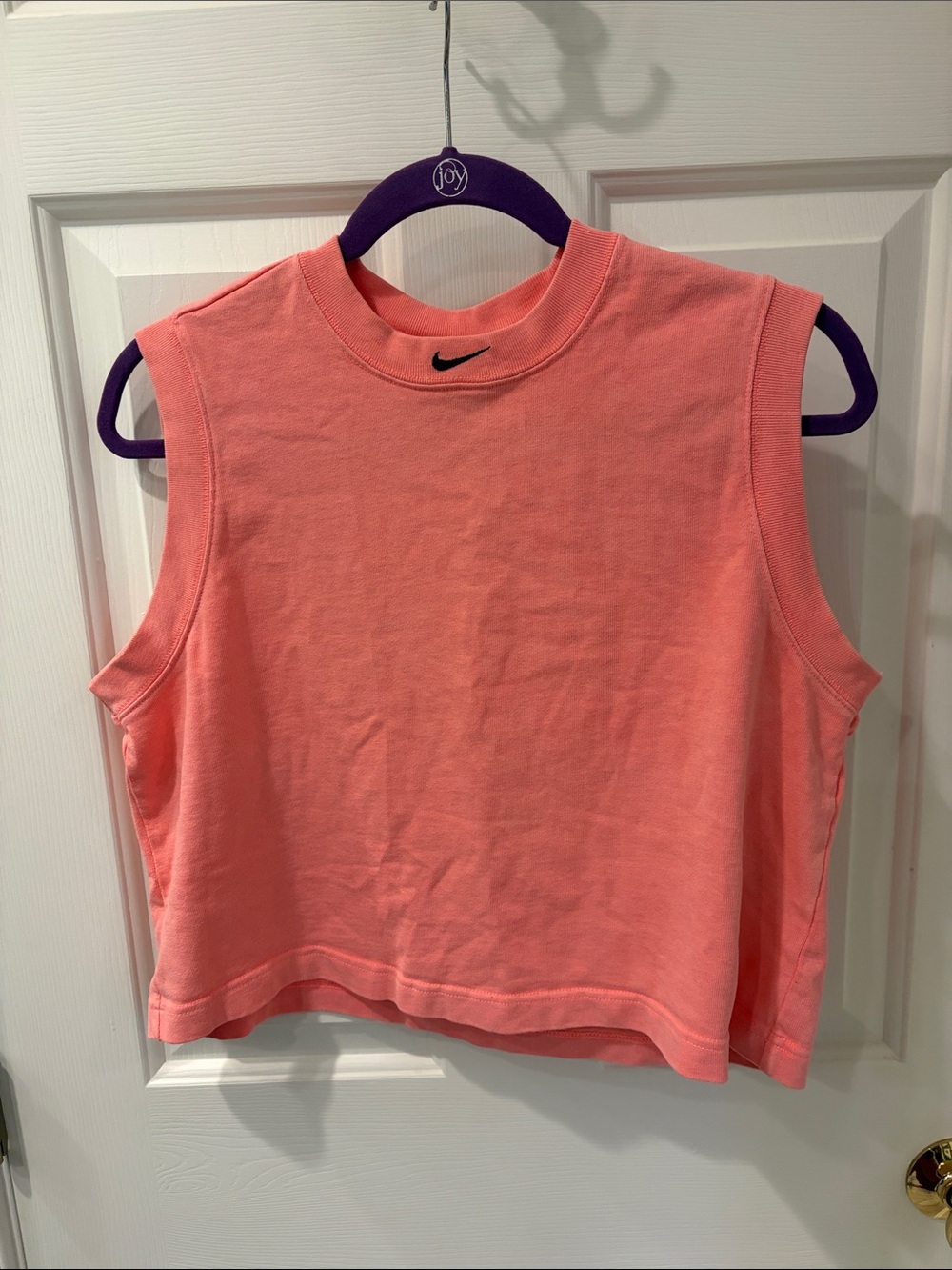 Nike Pink Cotton Muscle Tank Crop Top